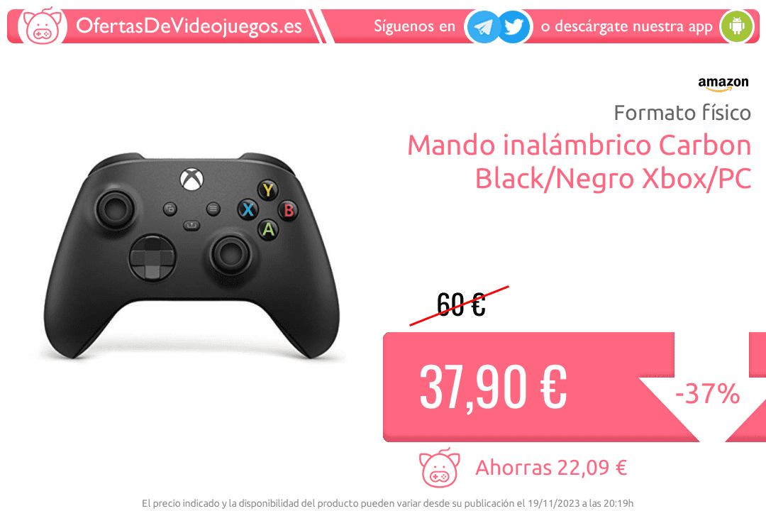 Oferta Mando Inalámbrico Carbon Black Negro Xbox Pc De Xbox Pc Odv