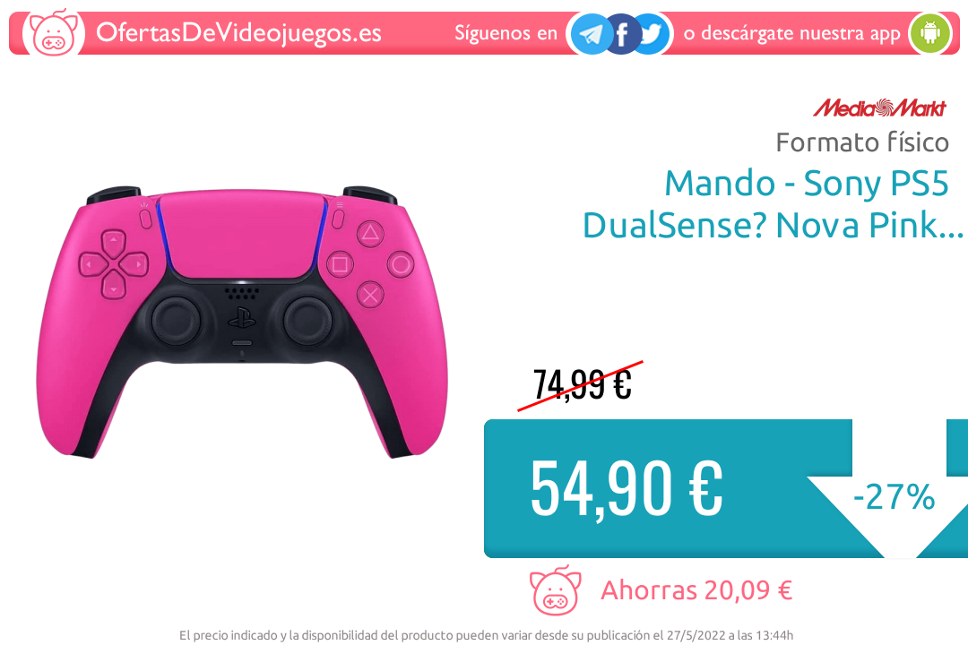 Sony DualSense Nova Pink Mando Inalámbrico para PS5